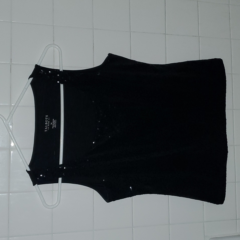 Talbots Petites Women's Black Sequined Tank Top Size S/P